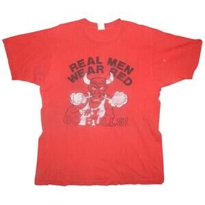1990S Chicago Bulls Real Men Wear Red Single Stitch T-Shirt